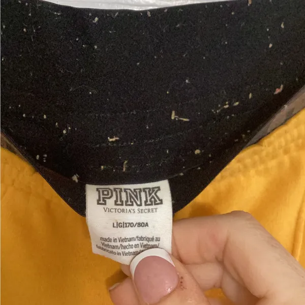 PINK Victoria's Secret Mustard Yellow Track Joggers with Black Trim - Image 5