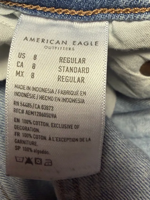 American Eagle Baggy Jeans Women’s 8 Distressed High Rise Light Blue Denim - Image 9