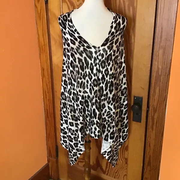 Chico’s Leopard Print Poncho Sweater | Button Front Asymmetrical Top - Image 10
