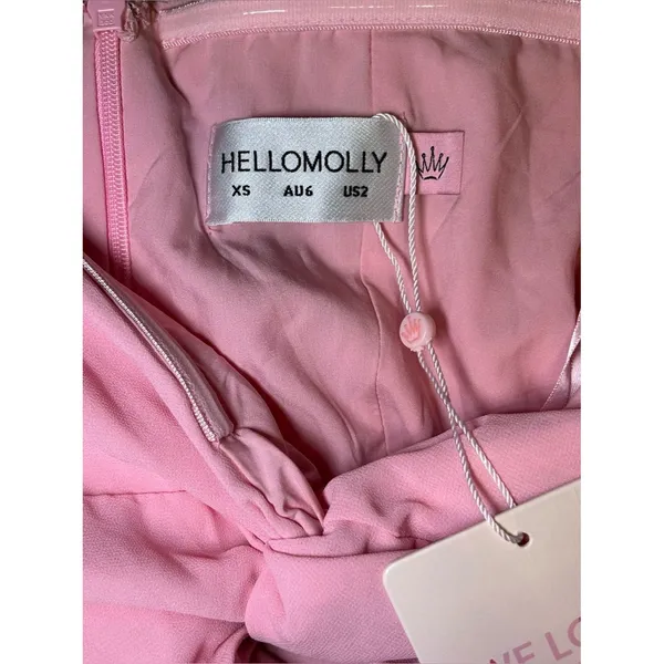 NEW Hello Molly The Rosette Gown Pink High Slit Formal Maxi Dress Womens sz XS 2 - Image 8