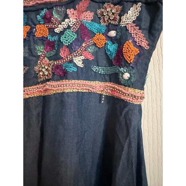 Boston Proper NWT Beaded Embroidered Boho Tencel Maxi Dress 2 - Image 5