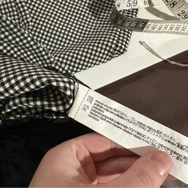 Zara Black & White Gingham‎ Print High Rise Ankle Pants Size S - Image 9