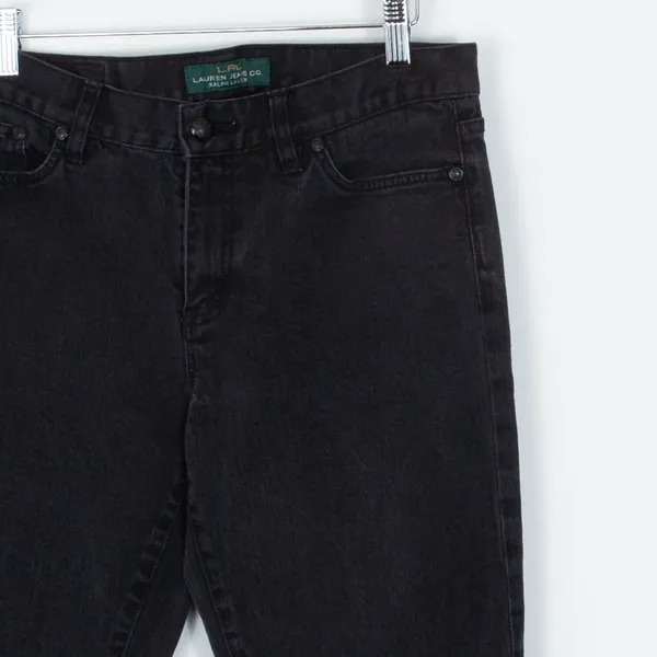 Lauren Ralph Lauren Womens Black Classic Bootcut Denim Jean Size 6 Embellished‎ - Image 2
