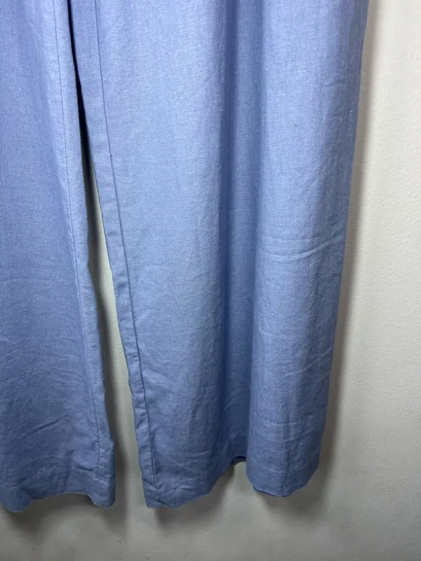 House of Harlow 1960 Wide Leg Pants Periwinkle Blue Belt Linen Resort Coastal 8 - Image 6