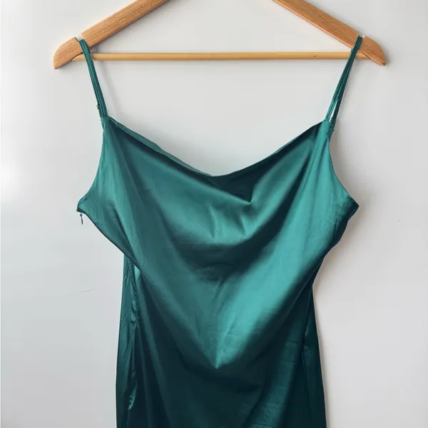 R.‎ Vivimos Teal Satin Slip Dress Size Medium - Image 6