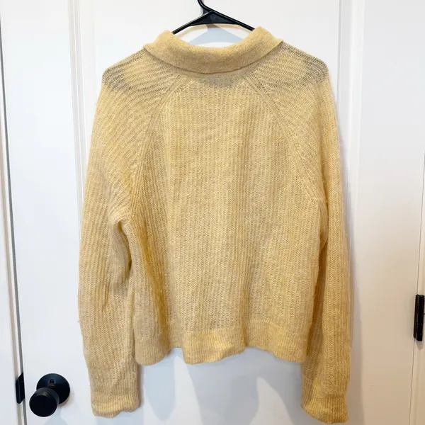 Everlane Womens Alpaca Knit Collared Cardigan XL Quiet Luxury Academia Preppy - Image 4