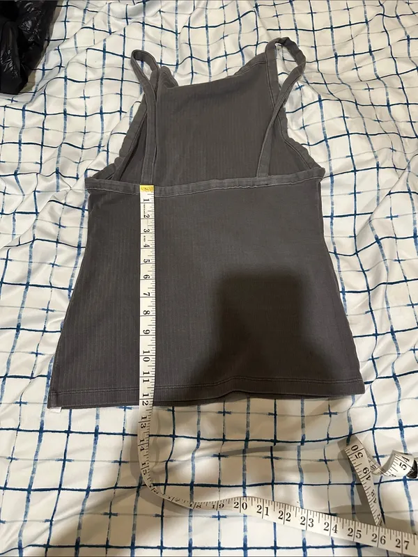 Free People Charcoal Gray Ribbed High-Neck Camisole - Image 6
