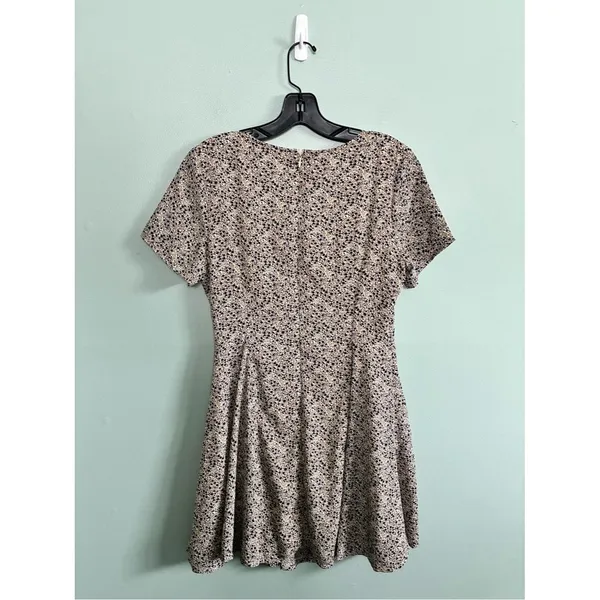 Bohme Skater Dress Women's Small Fit Flare Blue Taupe Floral BOHO Cottagecore - Image 5