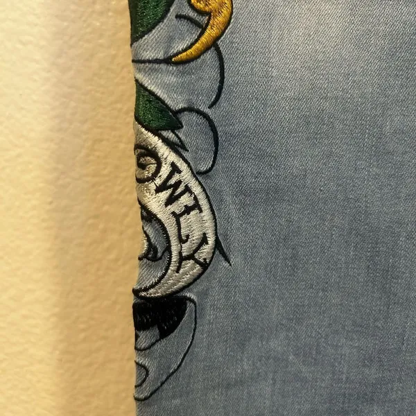 Ed Hardy Light Blue Flare Jeans with Skull Art - Image 7