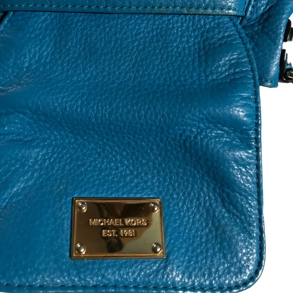 Michael Kors Statement Blue Leather Crossbody Bag EUC! - Image 6