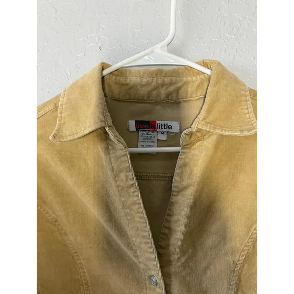 Vtg Y2K Live A Little Corduroy Beige Jacket Gilmore Girls Phoebe Sz M - Image 6