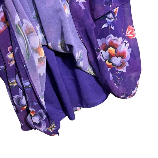 Bar III Dress Women's XL Purple Floral Cold Shoulder Ruffle Fit & Flare Sundress - Image 10