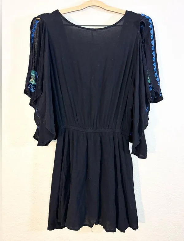 Free People Cora Black Embroidered Dress Size M - Image 6
