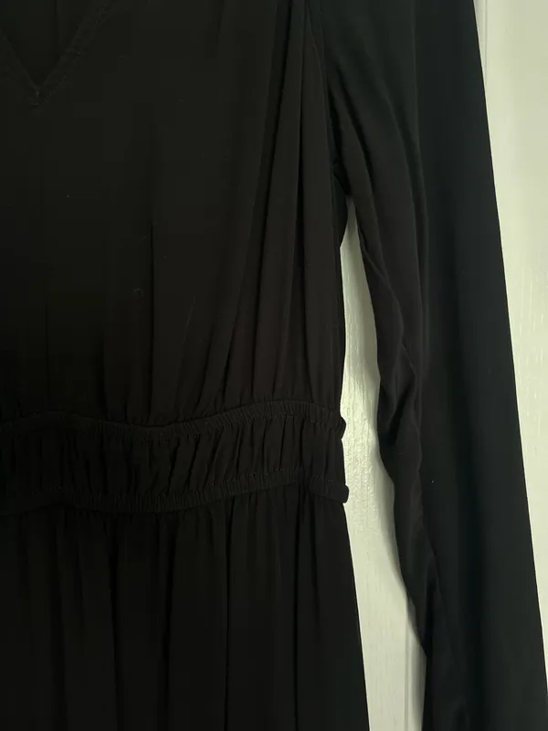 Loft Black Shirred Dress - Image 4