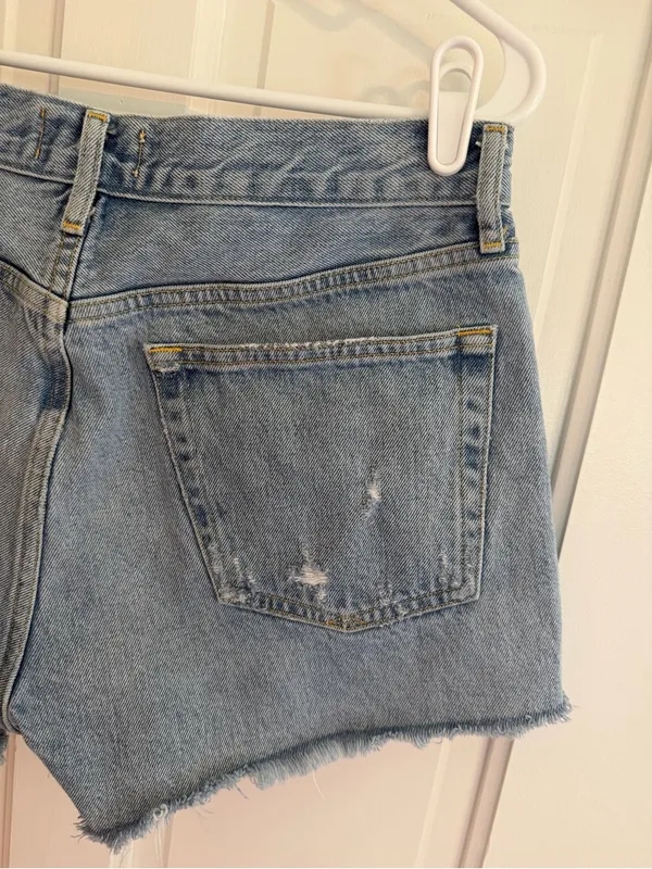 AGOLDE Parker‎ Denim Shorts Size 29 High Rise Distressed Raw Hem Button Fly - Image 4