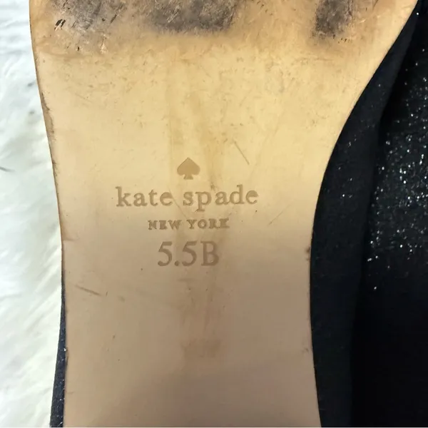 Kate Spade New York Black Glitter Loafers Flats Bow Charm Size 5.5B - Image 5