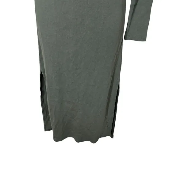 Aerie Green Ribbed Long Sleeve Midi Dress Size Small - Image 4