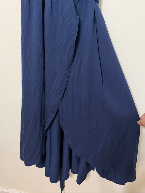 Quince Tencel Jersey Midi Wrap Dress Navy Blue Size Small - Image 5