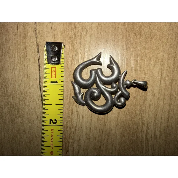 Stirling Silver Om Aum Symbol Buddhism Pendant Charm 925 - Image 2