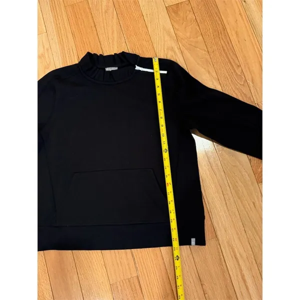 T by Talbots Sweatshirt Womens M Black Pullover Mock Neck Zip Kangaroo - Image 4