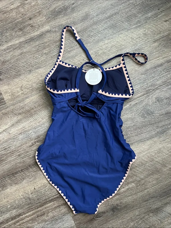 Eomenie Blue One Piece Womens Bathing Suit, NWT size Small 🔴 - Image 5