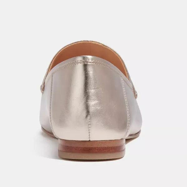 Coach Hanna Loafer Champagne and Gold Metallic Leather Shoes Size 8.5 - Image 13