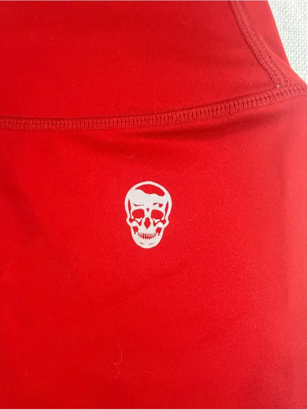 Gymreapers Women’s High Waisted Biker Athletic Gym Shorts Rust Brick Red Medium - Image 3