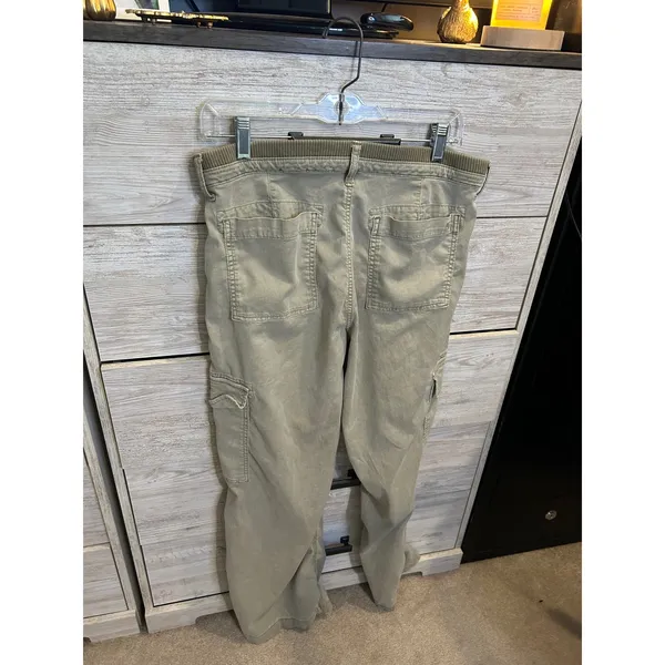 American Eagle Women Olive Green Stretch Cargo Pants Straight Leg Size 10 Reg - Image 5