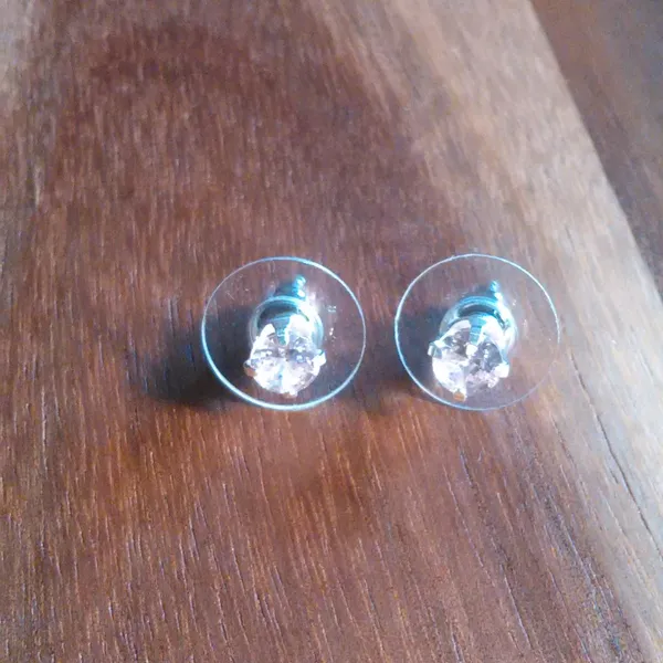 Simulated Pink Diamond Sterling Silver Stud Earrings - Image 4