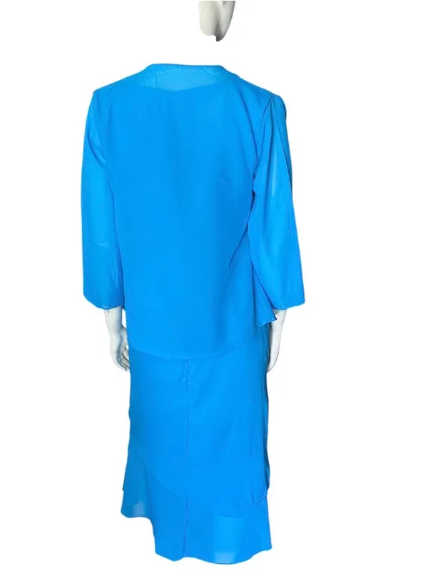 Gown Gallery Sleeveless Midi Dress with Gathered Waist Blue Size 10 NWT - Image 6