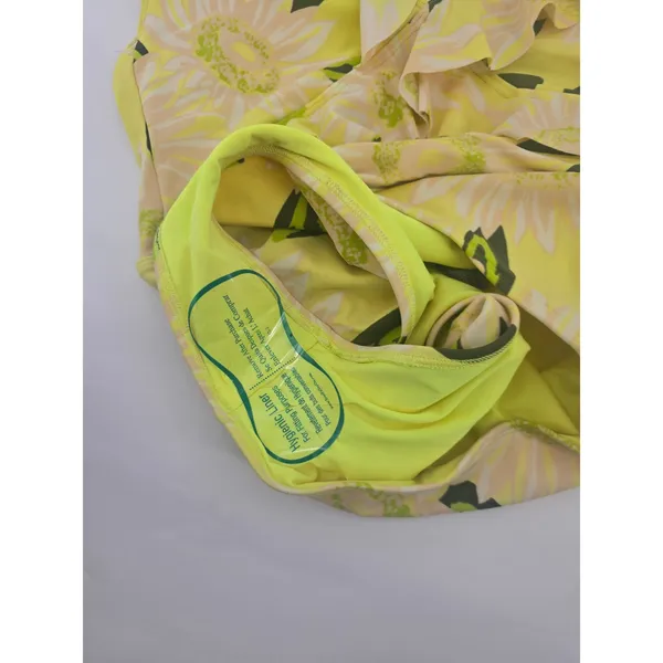 Aerie‎ Swim One Piece Womens Medium Yellow Floral Sunflower Ruffle Cutout Halter - Image 3