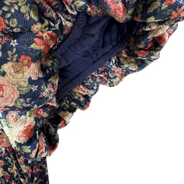 NWT Mable Leighton Floral Velvet Puff Sleeve Midi Dress Navy Size L - Image 6
