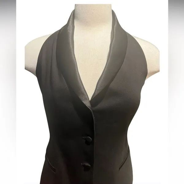 ZARA Halter Black Shawl Collar Tuxedo Dress Black Size Medium - Image 5