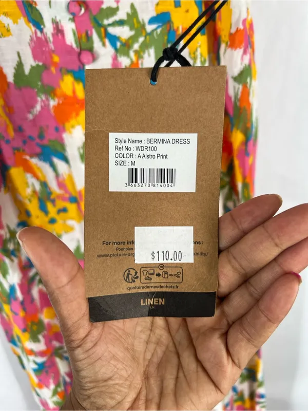 Picture Organic Clothing Bermina Alstro Print Linen Blend Dress M NWT - Image 8