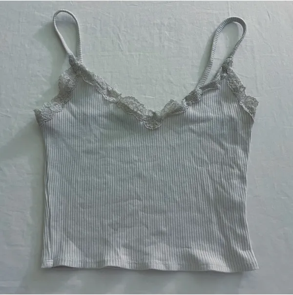 Garage White Cropped Tank Top - Size M (Runs Small) - Image 2