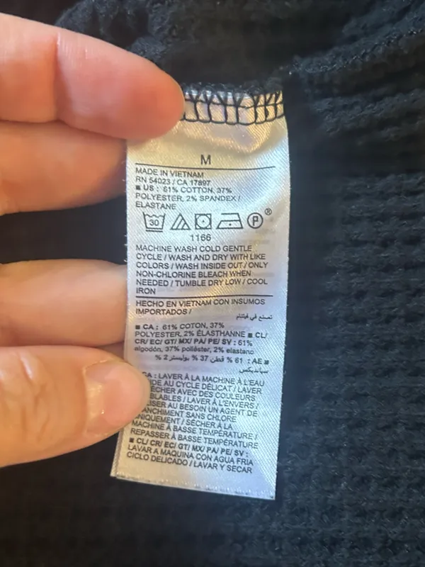 Old Navy Black Crewneck Long Sleeve Waffle Henley Tee | Size Medium - Image 12