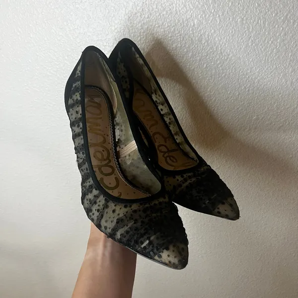 Sam Edelman hazel black Velvet Dot Tulle Stilleto Pumps Heels WOMENS 10 - Image 2