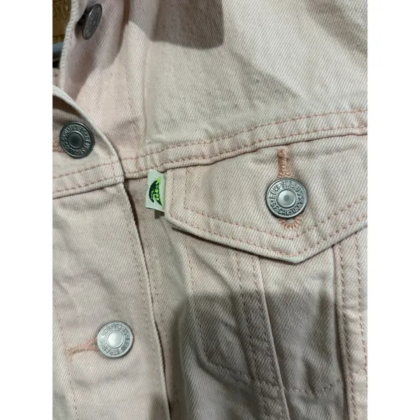 LEVI'S FRESH ORIGINAL TRUCKER‎ JACKET WOMENS XS PINK JEAN DENIM Botanical - Image 3