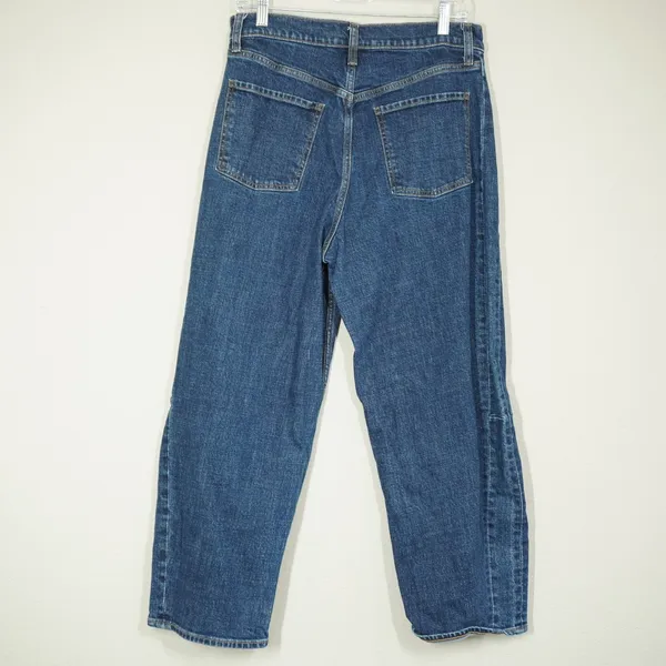 Old Navy Women's Size 10 High-Rise Barrel Leg Jeans Dark Wash Blue Denim - Image 6