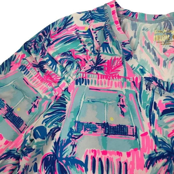 LILLY PULITZER Tarah Luxletic SunGuard Top M Ravello Blue Perfect Match Tennis - Image 7