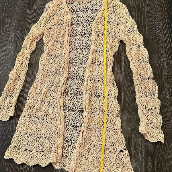 PattyBoutik Women's Ivory Open Front Loose Knit Boho Chic Cardigan Sweater - Image 7