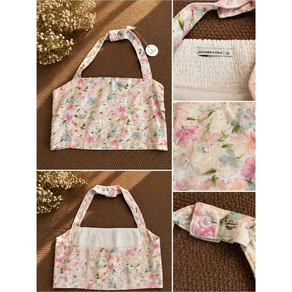 Abercrombie & Fitch Floral Halter Crop Top Size Large - Image 2