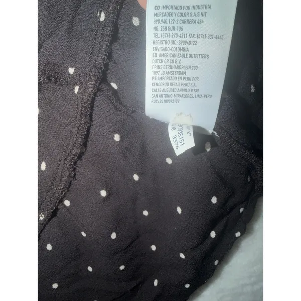 American Eagle‎ Wrap Dress Womens Medium Black Polka Dot Long Sleeve Ruffle Mini - Image 7