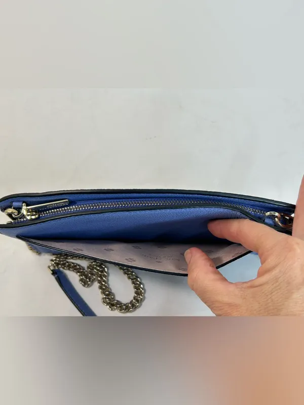 Kate Spade New York Margaux Crossbody in Blue Leather with Chain Strap - Image 9