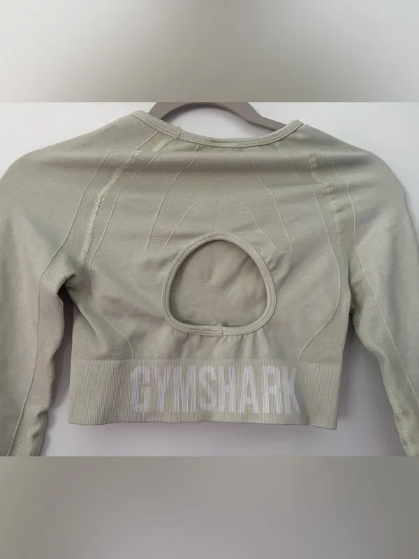 Gymshark Light Sage Seamless Long Sleeve Crop Top - Image 3