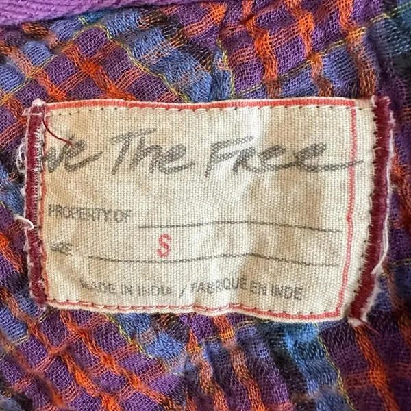 Free People Oversized Bohemian Grunge Cardiff Plaid Swing Top Shirt Small Preppy - Image 10
