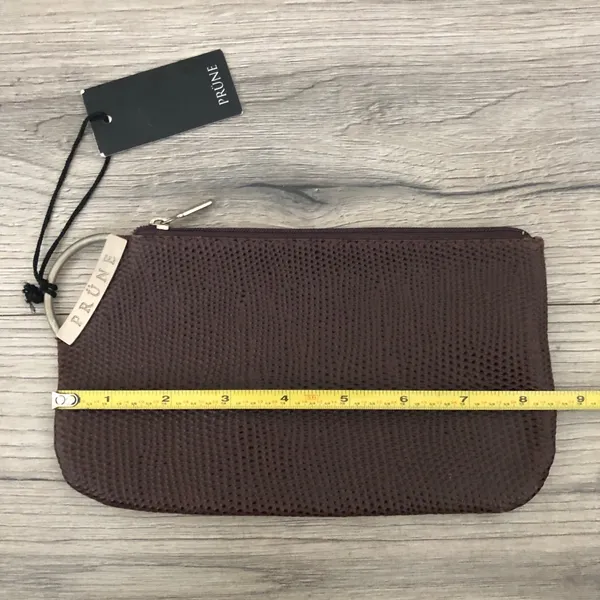 NWT Prune Textured Purple/Brown Zipper Bag Clutch Wristlet - Image 2