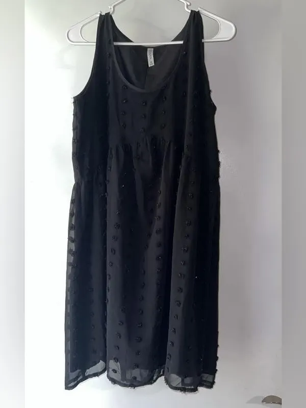 Zenana Outfitters Black Sleeveless Tiered Pom-Pom Mini Dress - Image 2