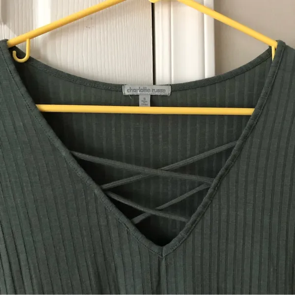 Charlotte Russe Lace Up T Shirt Green Size S - Image 7