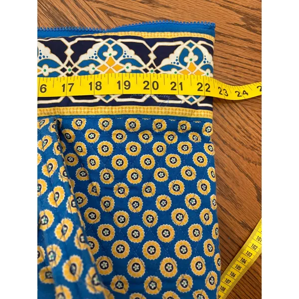 Vera Bradley Marrakesh Quilted Cotton Tote Bag Blue‎ Yellow Floral Zipper Large - Image 8